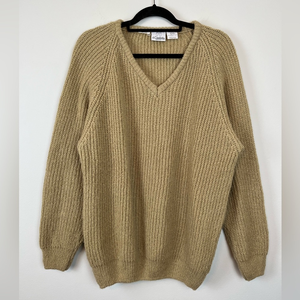 Vintage 4 Castella Italy Rib Knit V-Neck Sweater Size EU 52/US L